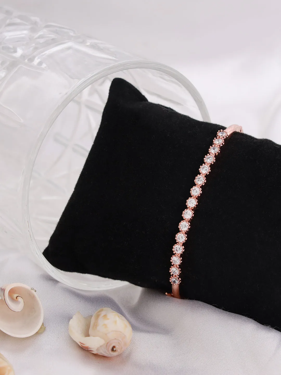 Rose Gold-Plated American Diamond Studded Bracelet