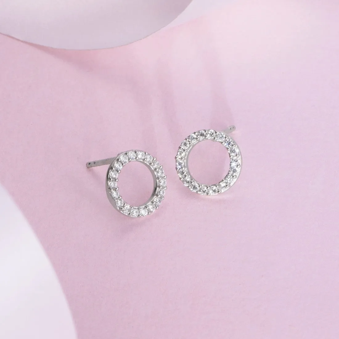 Round CZ studded Gold Plated Silver Earring