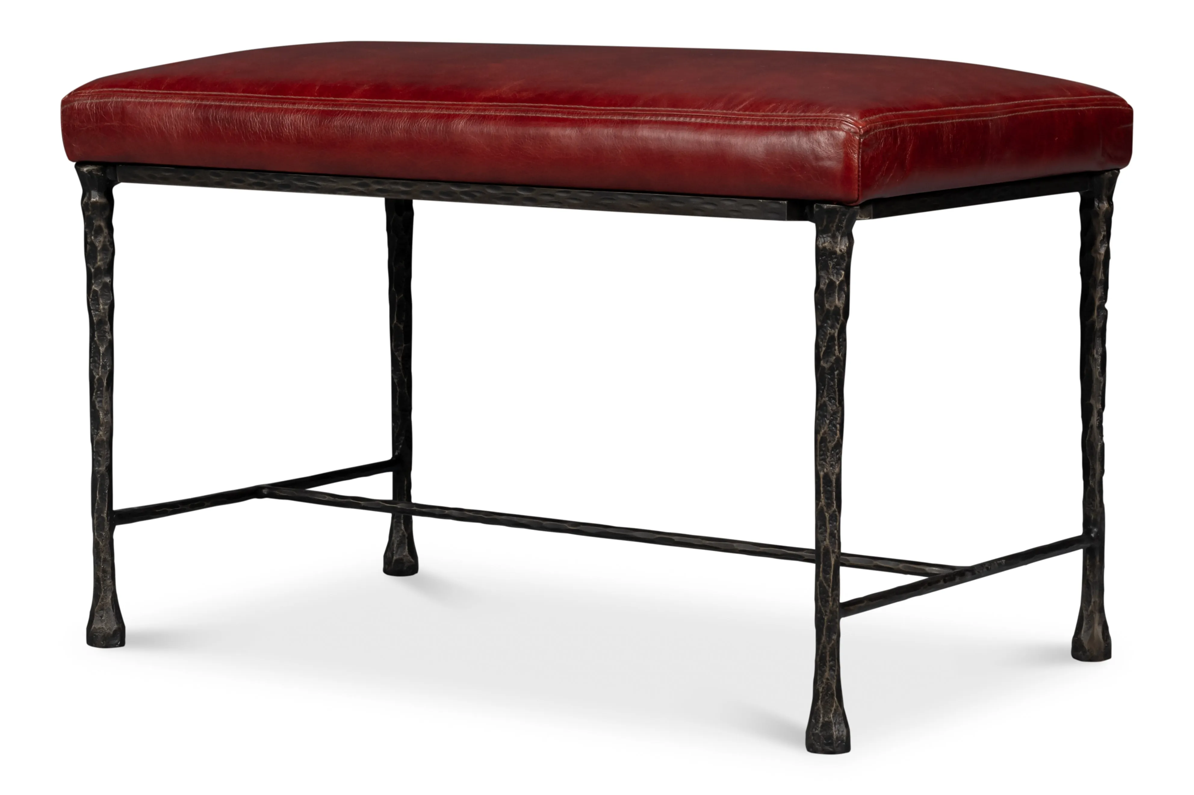 Sarreid - Kings Road Bench  Leather - Red - Transitional