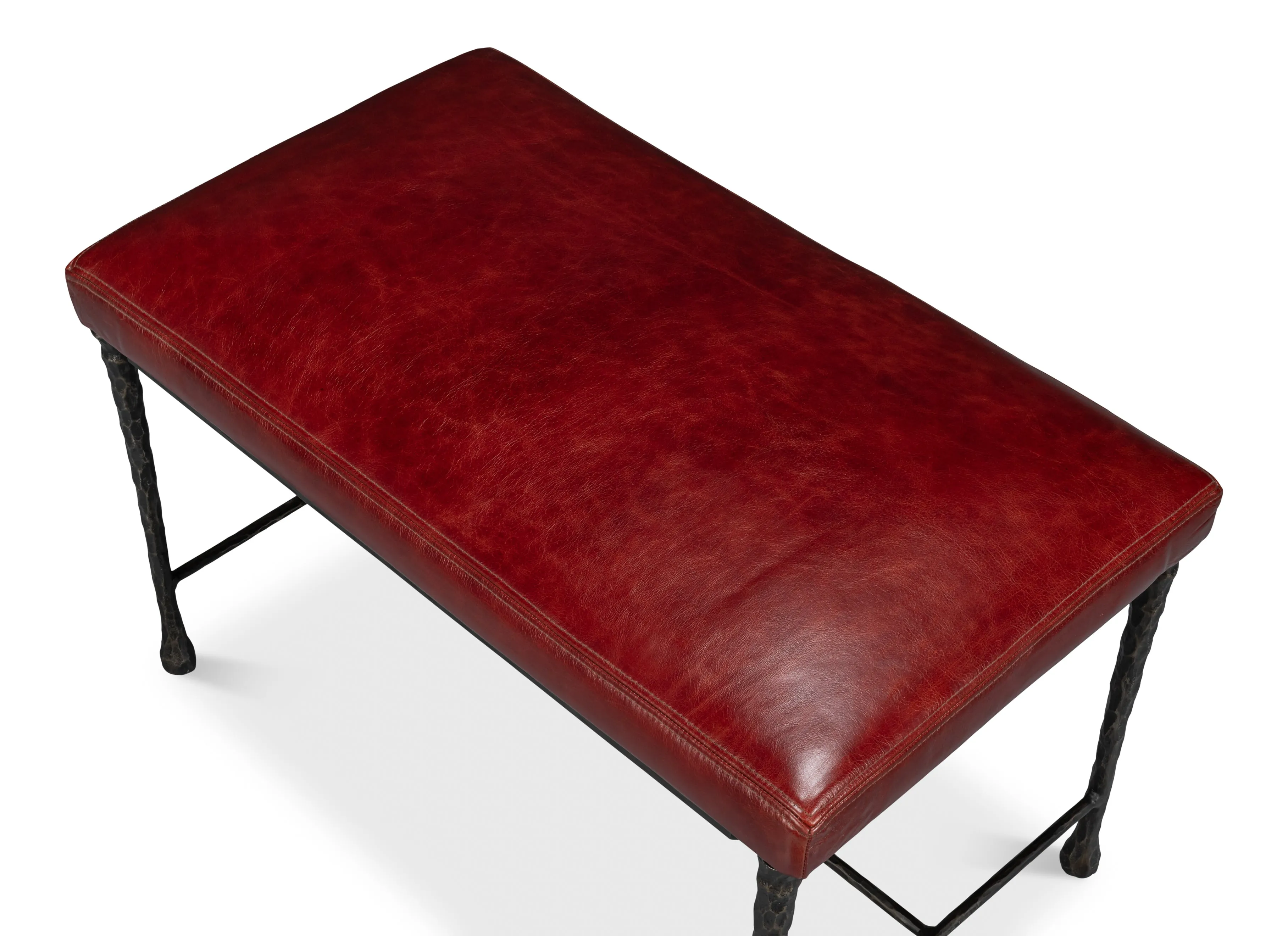 Sarreid - Kings Road Bench  Leather - Red - Transitional