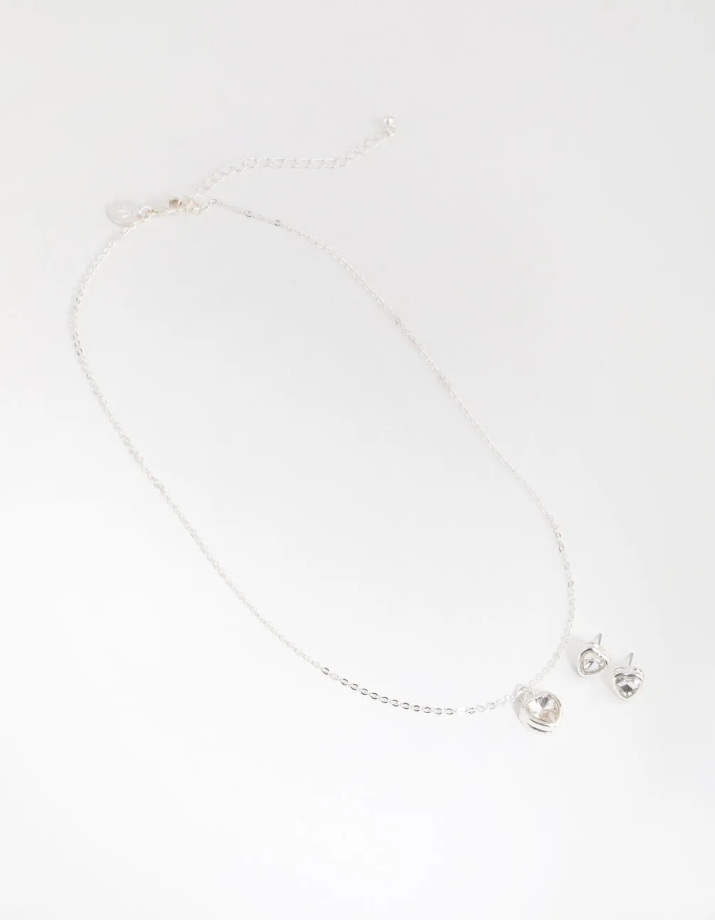 Silver Heart Necklace & Earrings Set