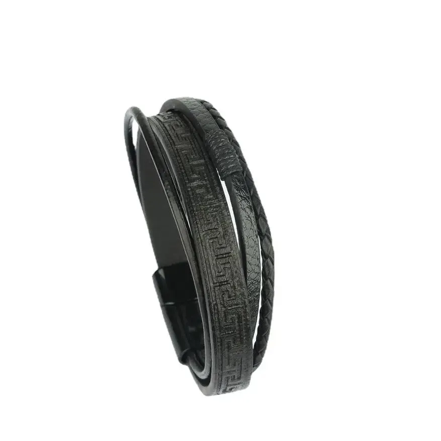 Trendy Leather Bracelets Men Steel Multilayer Braided Rope Bracelets For Male Bracelets Jewelry Pulsera Hombre