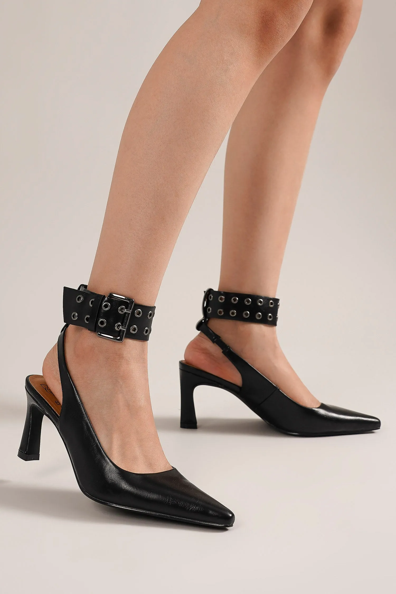 TRINEE-14 Glamorous Pumps with Studded Ankle Strap