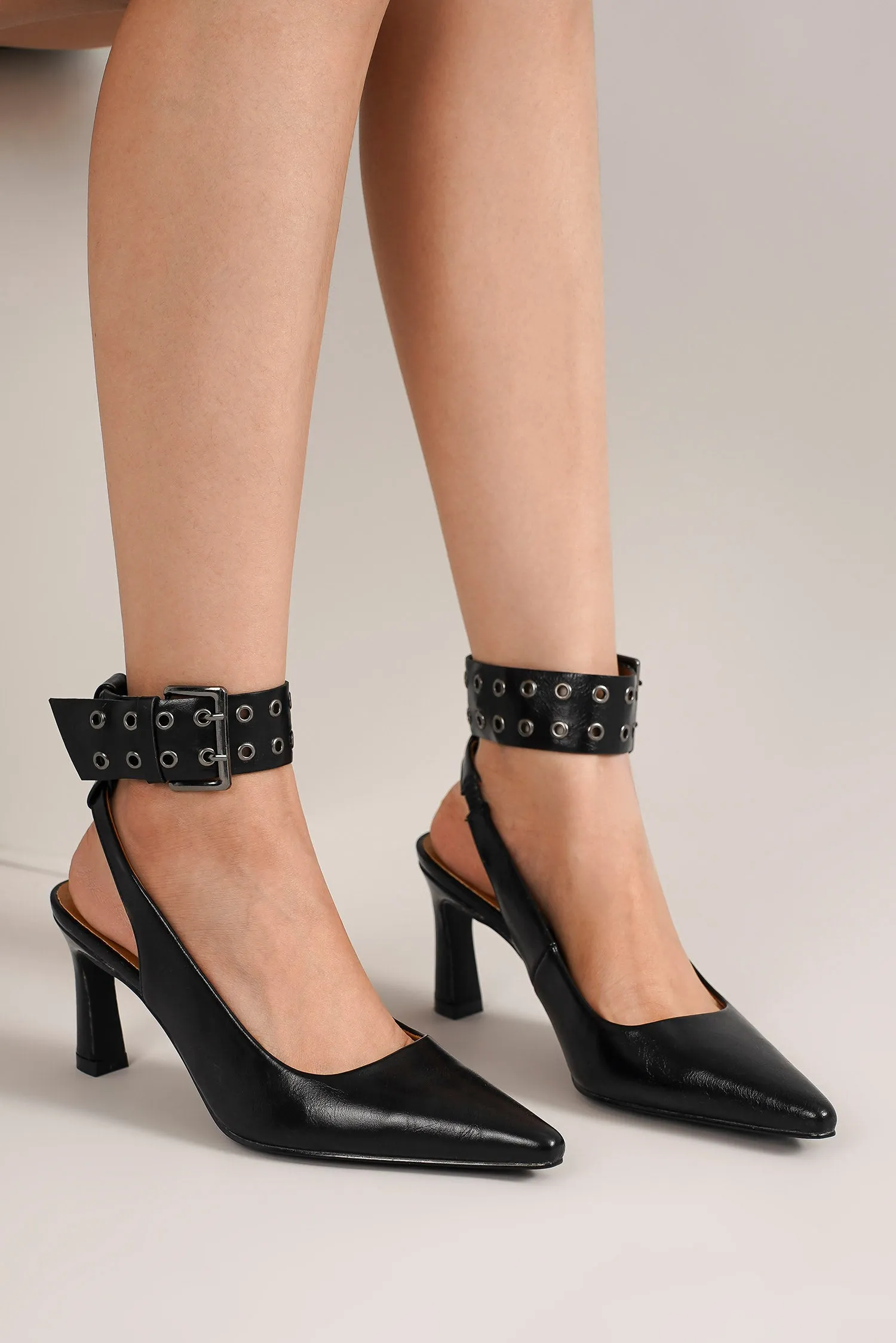 TRINEE-14 Glamorous Pumps with Studded Ankle Strap