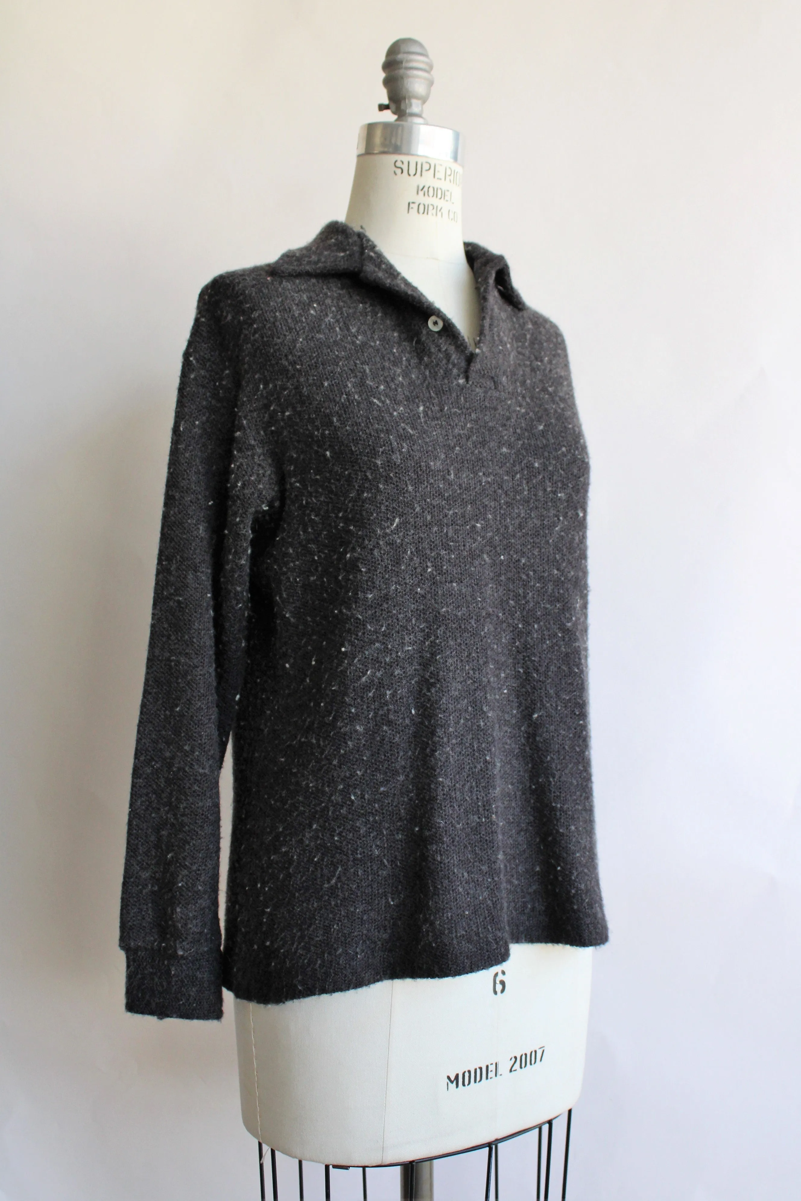 Vintage 1950s 1960s Charcoal Gray Hathaway Sweater