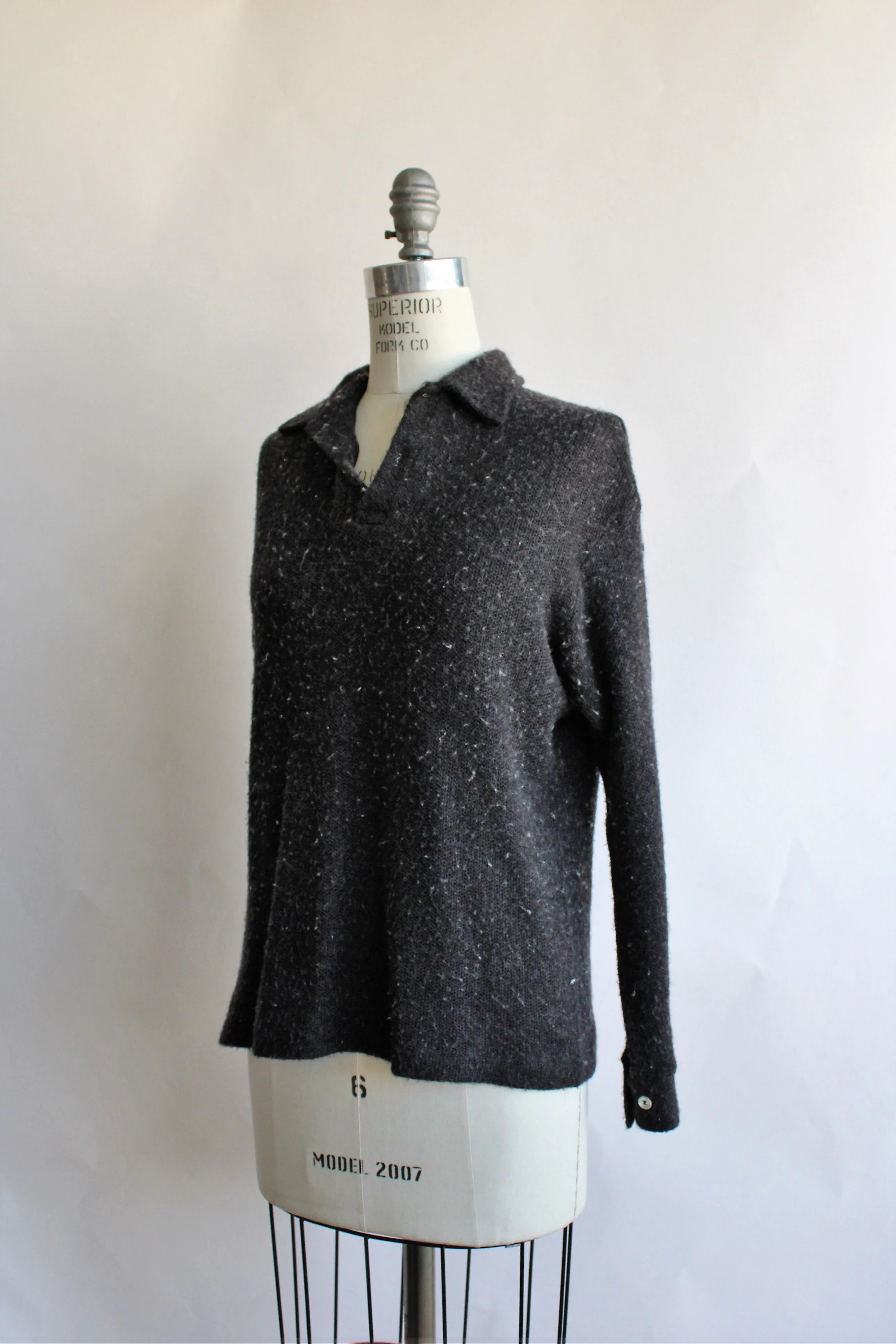 Vintage 1950s 1960s Charcoal Gray Hathaway Sweater