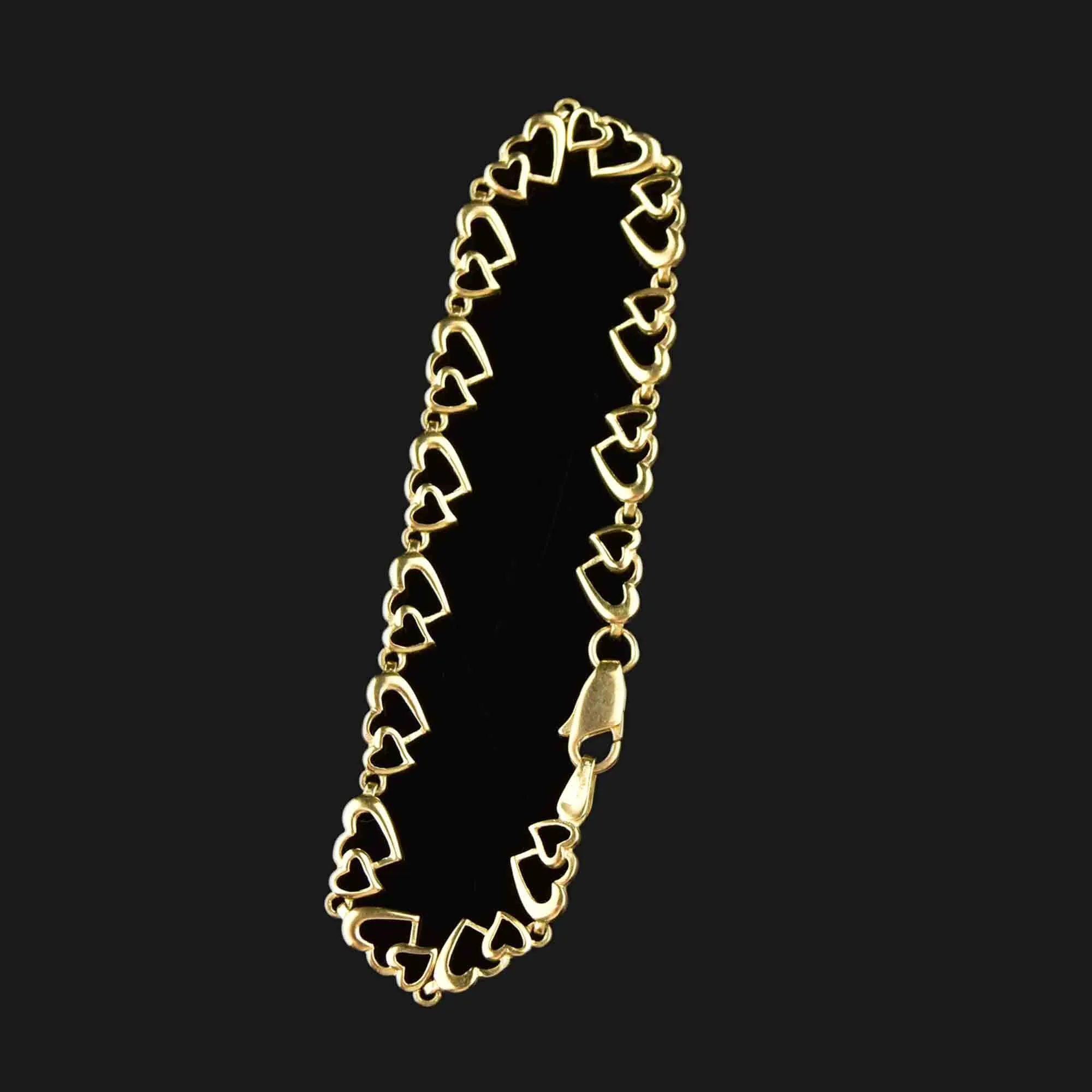 Vintage 9K Gold Double Heart Chain Bracelet