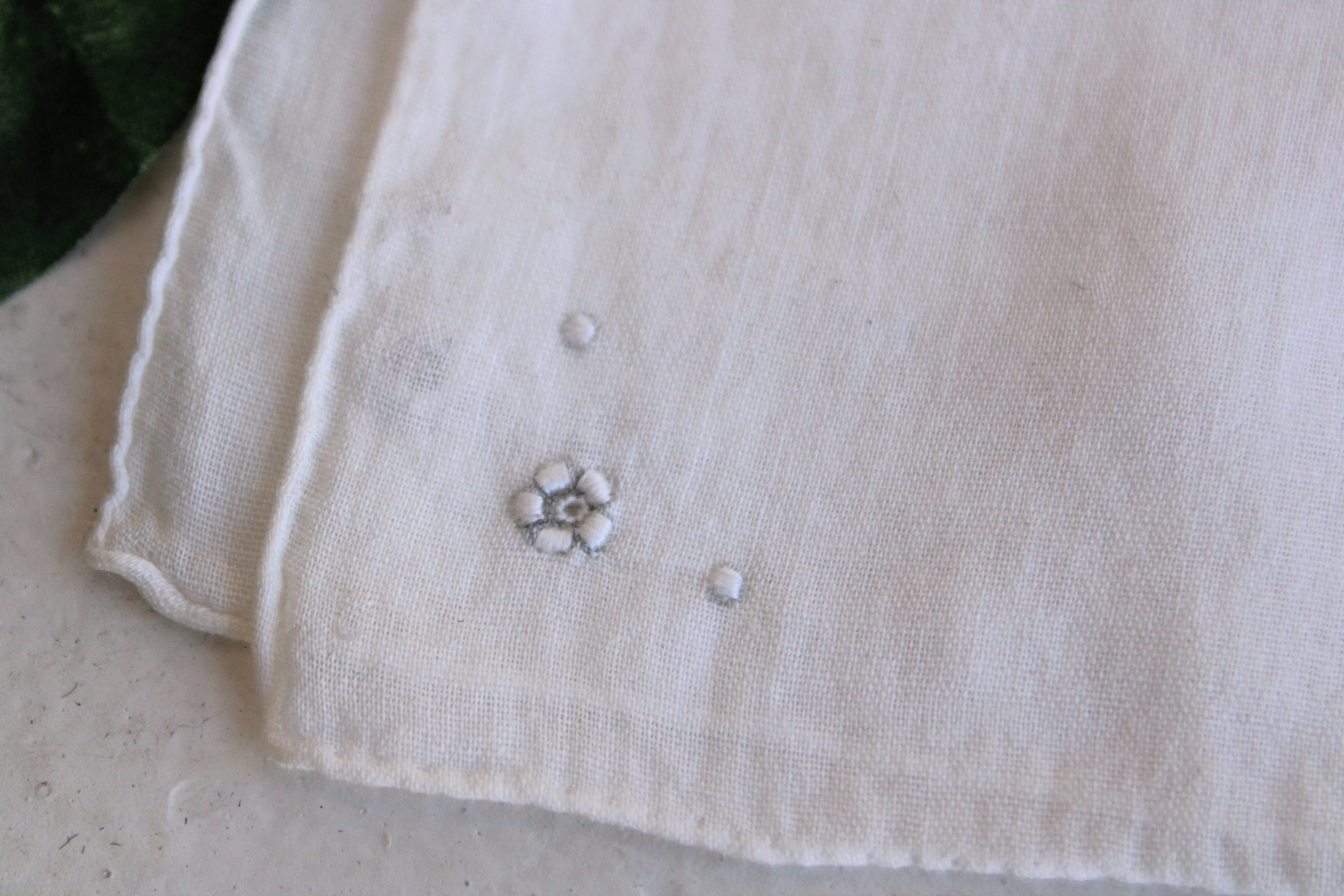 Vintage Embroidered White Hankie