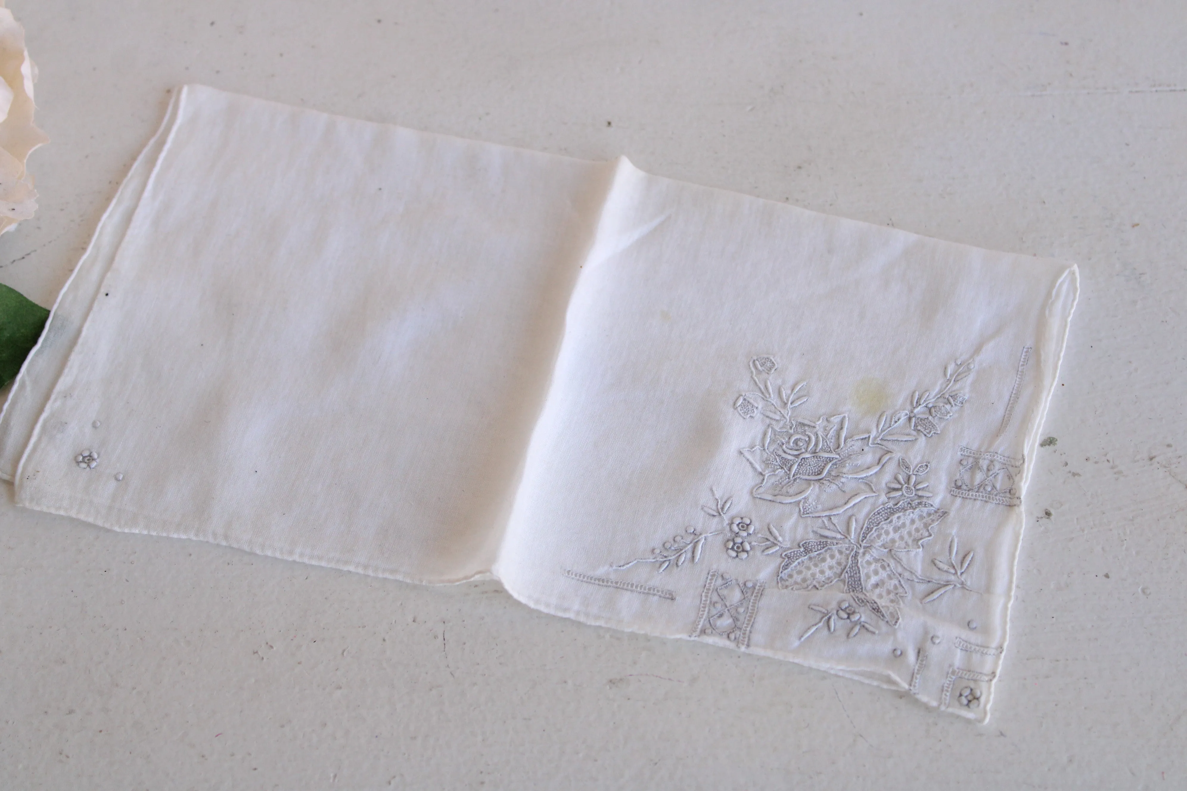 Vintage Embroidered White Hankie