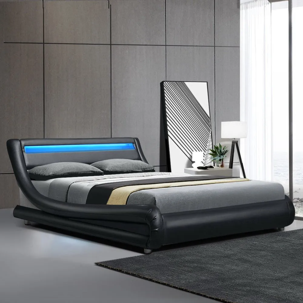 Werri PU Leather Double Bed Frame Base Black