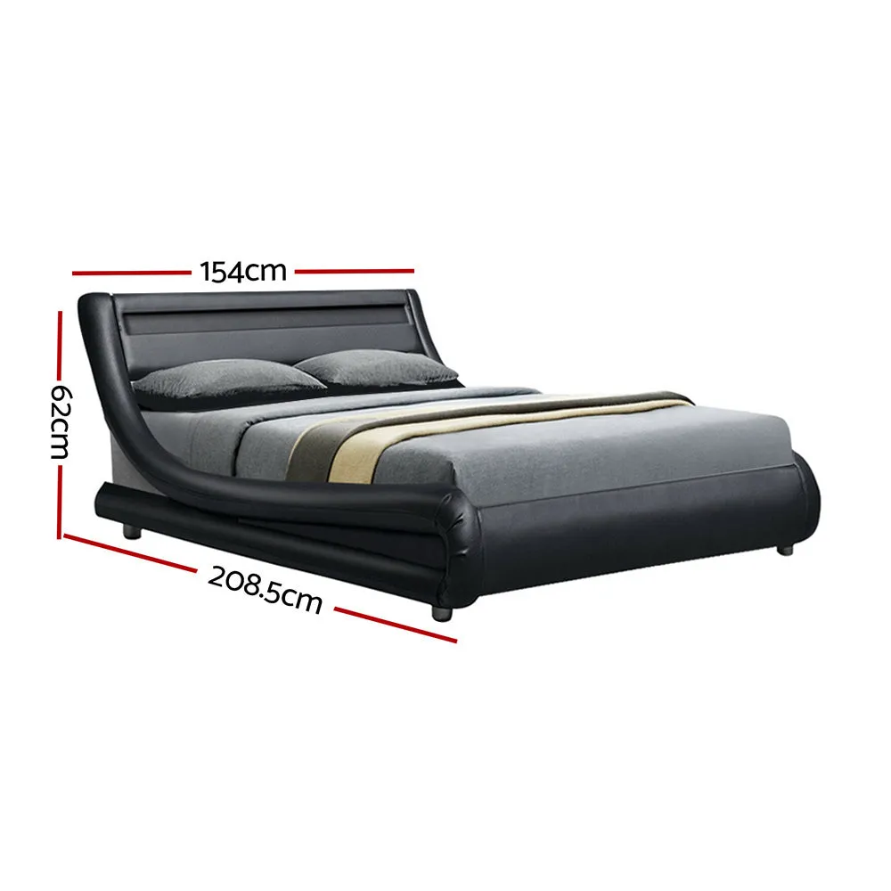 Werri PU Leather Double Bed Frame Base Black