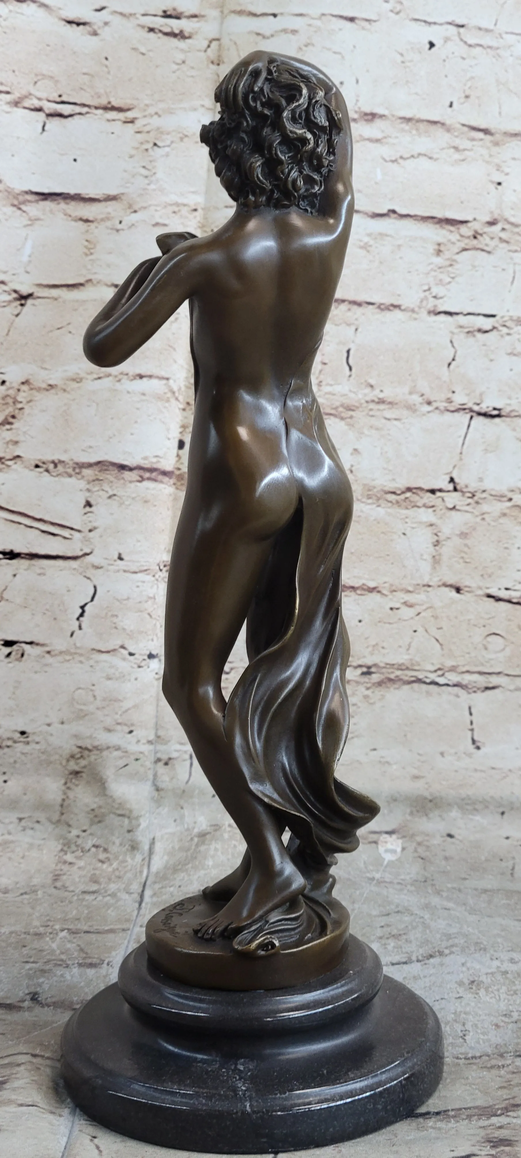 Western Bronze Marble Art Deco Sculpture Statue Sexy Nude Woman Girl Erotic