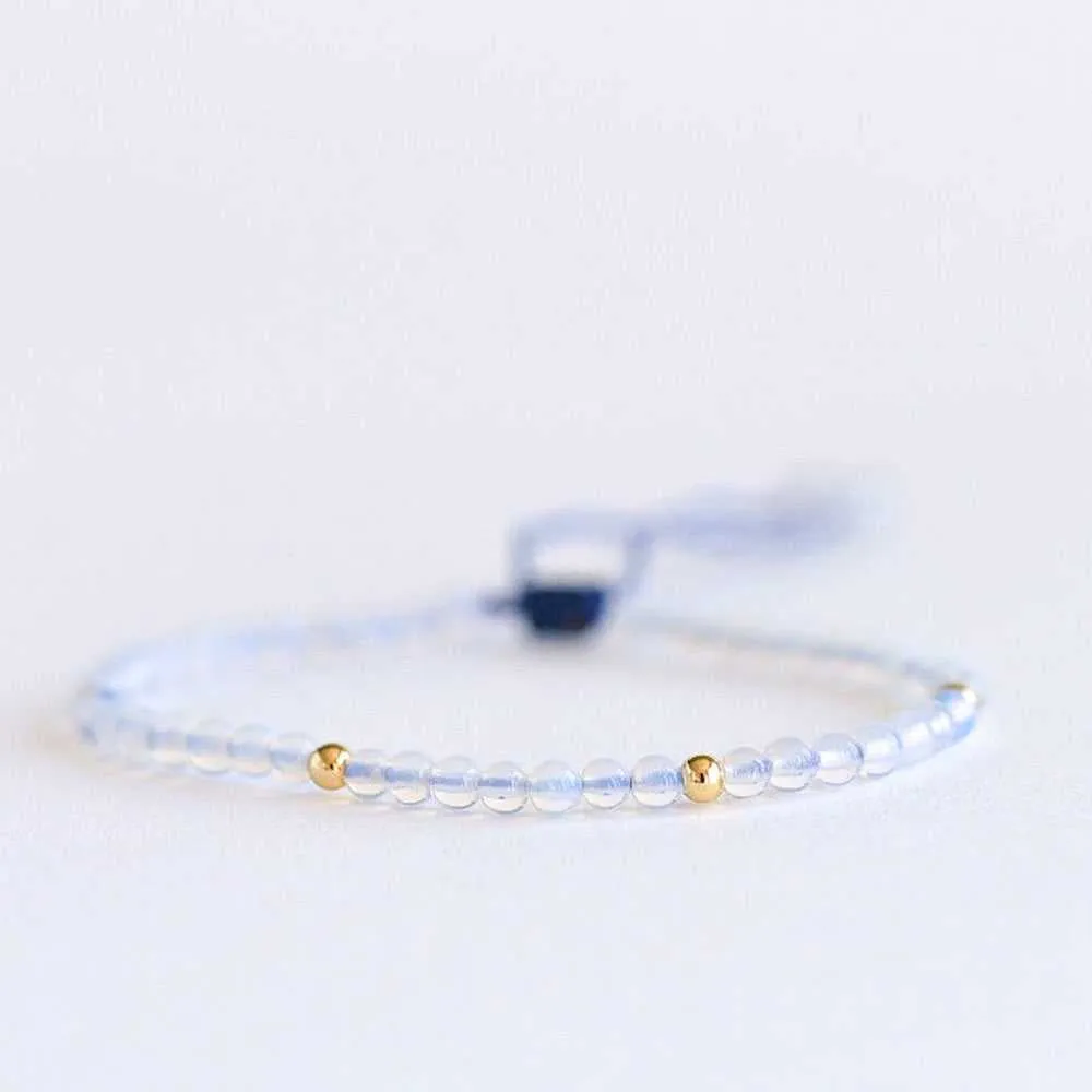 White-Blue Opal Adjustable Gemstone Bracelet