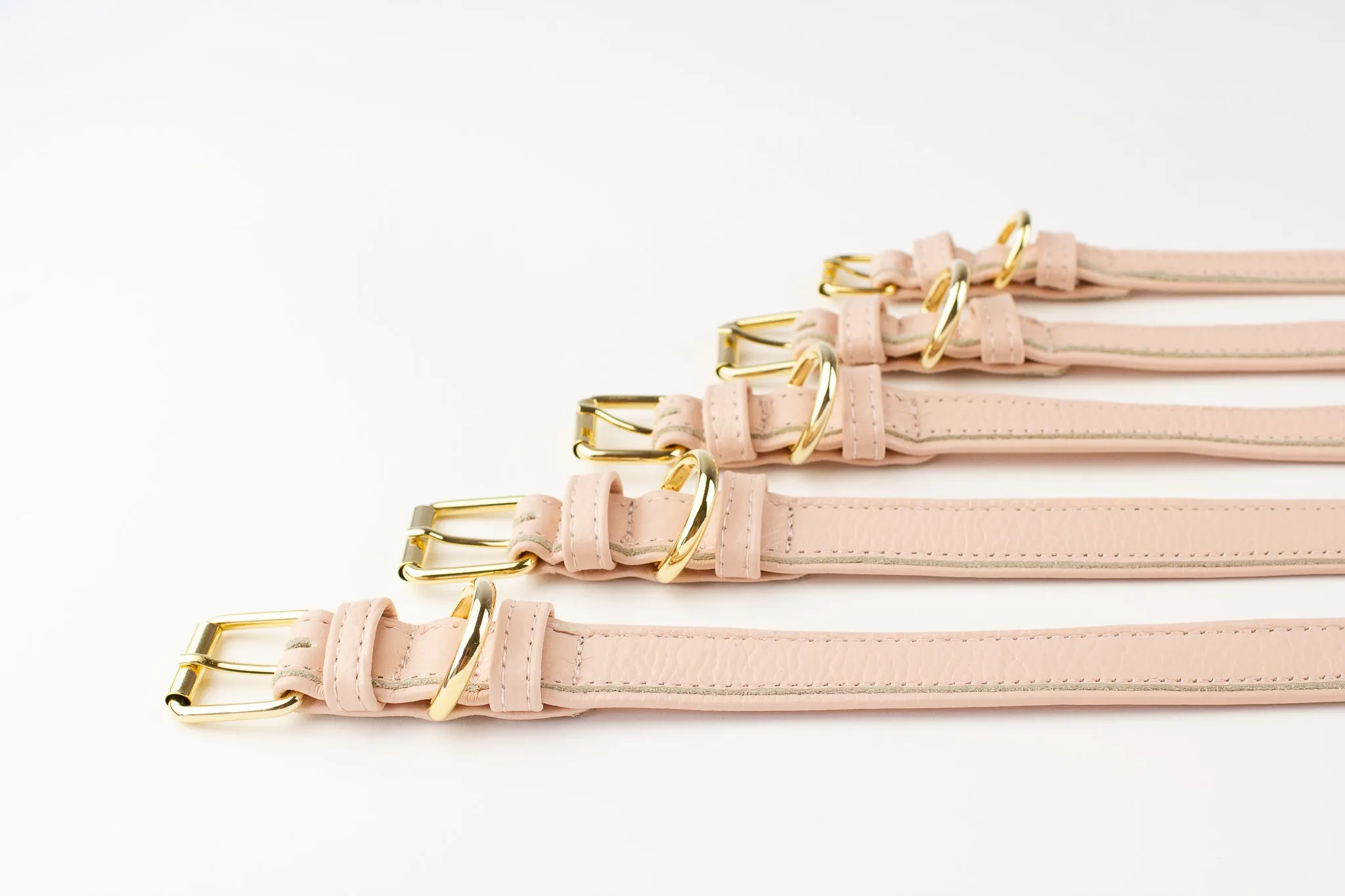 Willow Walks leather collar in brown and soft pink